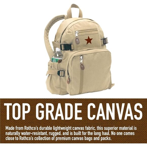🆕 Women Khaki Vintage Star Canvas Stone-Washed Shoulder Straps Handle Backpack - Picture 6 of 6